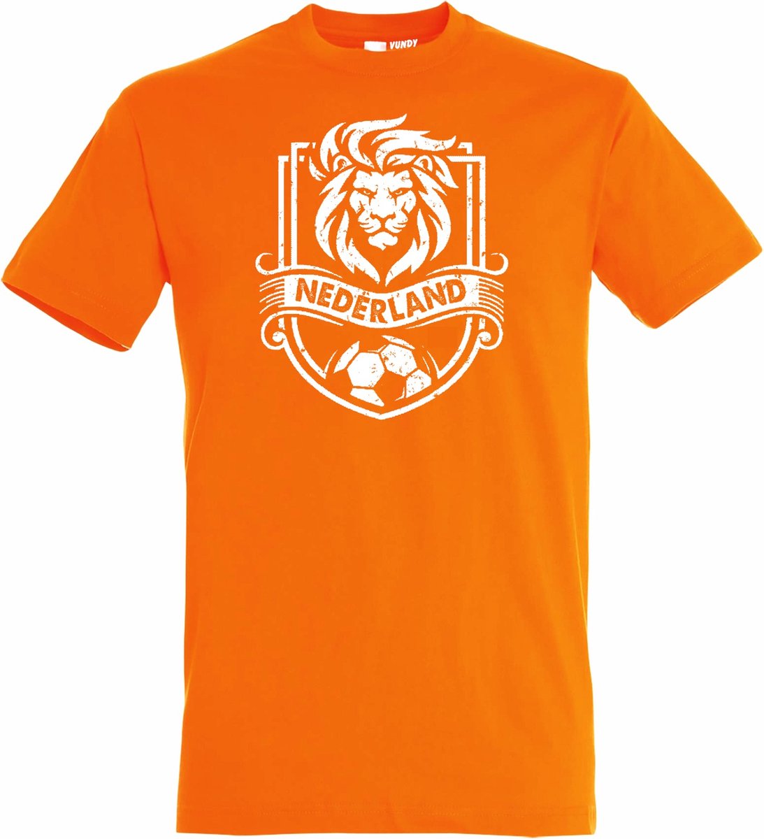 T-shirt kinderen Nederland Embleem leeuw | Oranje Shirt | Koningsdag Kleding Kinderen | Oranje | maat 116